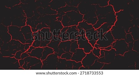 Red Lava Cracks Across Dark Background Create Fiery, Dramatic Pattern and Textured Surface