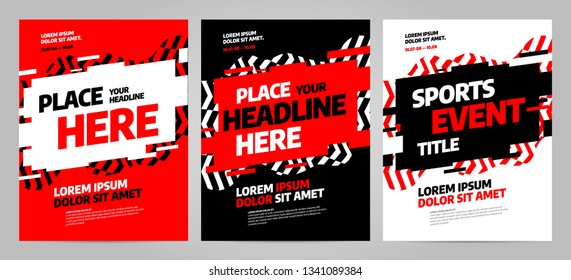 Red Layout design template for sport event, tournament or competition. Sports background.