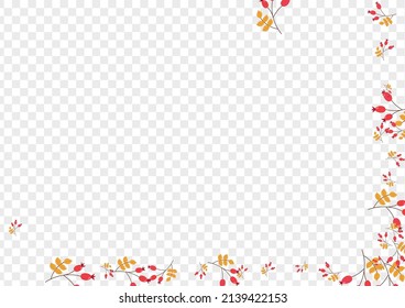 Red Leaf Background Transparent Vector. Leaves Autumn Template. Green Foliage Rowan. Abstract Illustration. Herb Vibrant.