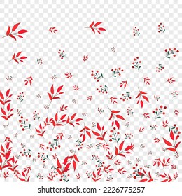 Red Leaf Background Transparent Vector. Herb Isolated Illustration. Burgundy Foliage. Green Leaves Abstract. Sale Frame.