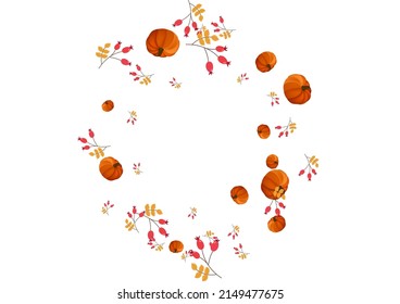Red Leaf Background White Vector. Vegetable October. Colorful Food Border. Drawing Illustration. Orange Leaves Foliage Set.