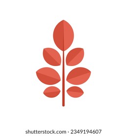 Red leaf branch icon flat vector. Autumn fall. Color leaves isolated