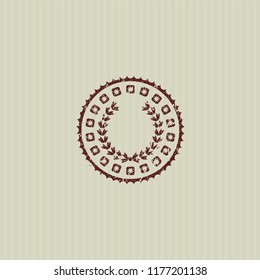 Red leaf crown icon inside distressed rubber grunge texture seal