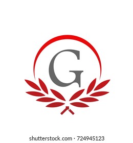 Red Leaf Initial G Wreath Logo