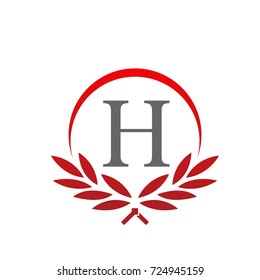 Red Leaf Initial H Wreath Logo