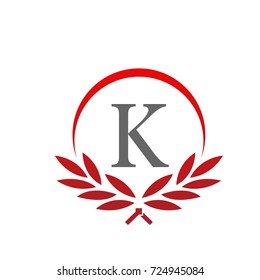 Red Leaf Initial K Wreath Logo
