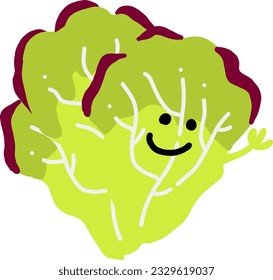 red leaf lettuce character colored flat illustration vector iconHands can move.