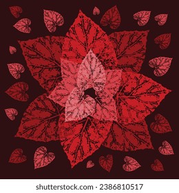Textura de fondo de la ilustración hecha a mano de la impresión en hoja roja
