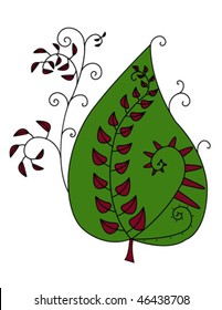 red leaf stylized green tree