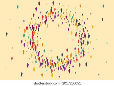 Red Leaf Vector Beige Background. Colorful Foliage Eco Texture. Seasonal Confetti Backdrop. Orange Leaf Illustration.