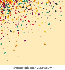 Red Leaf Vector Beige Background. Green Confetti Frame Set. September Foliage Pattern. Yellow Leaf Backdrop.