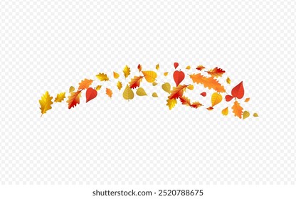 Red Leaf Vector Transparent Background. Decoration Floral Card. Ocher Shape Leaves Illustration. Pattern Template.