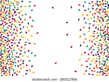 Red Leaf Vector White Background. Yellow Foliage Flying Texture. Natural Confetti Design. Orange Confetti Template.