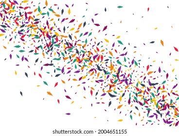 Red Leaf Vector White Background. Autumn Confetti Seasonal Pattern. Isolated Foliage Texture. Green Leaf Backdrop.
