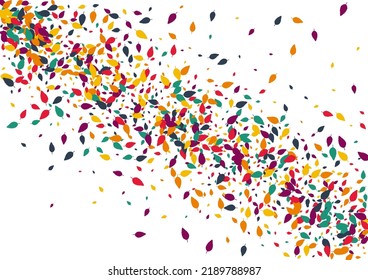 Red Leaf Vector White Background. Green Confetti Element Card. Plant Foliage Design. Autumn Foliage Template.