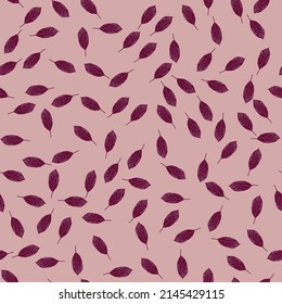 Red Leafs Seamless Pattern Background