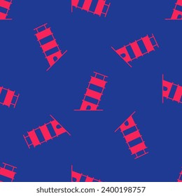 Red Leaning tower in Pisa icon isolated seamless pattern on blue background. Italy symbol.  Vector