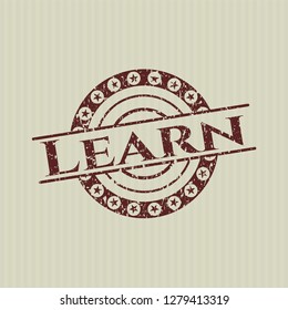 Red Learn distressed rubber grunge seal