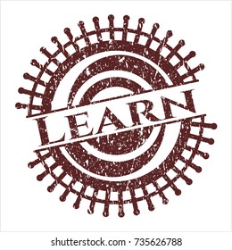 Red Learn rubber grunge texture stamp