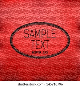 Red leather background with label