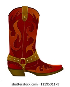 Red leather cowboy boot
