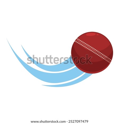 Red leather cricket ball moving fast through the air with motion blur behind it