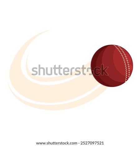 Red leather cricket ball moving fast leaving a motion trail behind