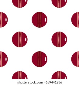 Red leather cricket ball pattern seamless flat style for web vector illustration