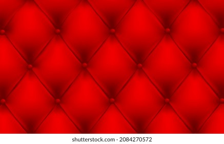 Red leather upholstery pattern. Royal Red vintage leather upholstery leather background. Luxury Background Template. 3d realistic upholstery seamless pattern. tufted leather background. Vector EPS10.