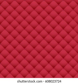 Red leather upholstery vector seamless pattern. Quilted leather texture. Can be used in web design and graphic design.