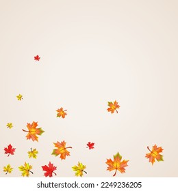 Red Leaves Background BeigeVector. Floral Decor Texture. Autumnal Bright Foliage. Isolated Plant Design.