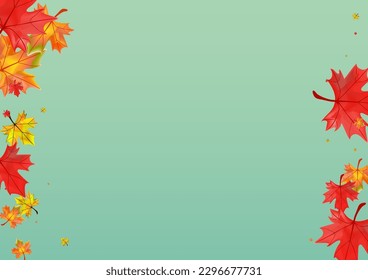 Red Leaves Background Green Vector. Leaf Wallpaper Design. Colorful Realistic Foliage. Decoration Floral Illustration.