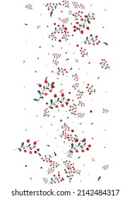 Red Leaves Background White Vector. Rowan Vibrant Template. Green Herb Paper. Art Texture. Leaf Elm.