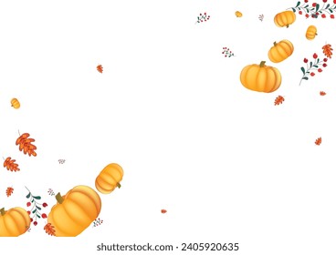 Red Leaves Background White Vector. Vegetable Wallpaper. Green Drawing Border. Image Texture. Colorful Gourd Collection Illustration.