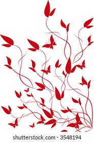 red leaves and butterflies - vector