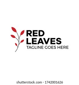 red leaves for fashion and beauty logo vector
