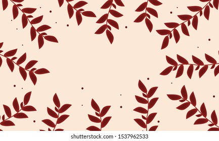 Red leaves floral frame background 
