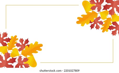 Red leaves and lines Card design in realistic style. Autumn leaf. Colorful vector illustration isolated on white background.