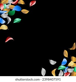 Red Leaves Motion Vector Black Background Wallpaper. Wind Leaf Plant. Swamp Foliage Realistic Template. Color Ecology Concept.