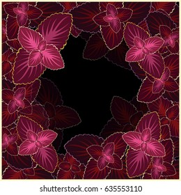 red leaves on a black background