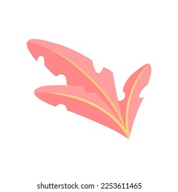 Ilustración vectorial de hojas rojas. Doodle de pegatina botánica o hoja de selva tropical aislada en fondo blanco. Verano, concepto de vacaciones