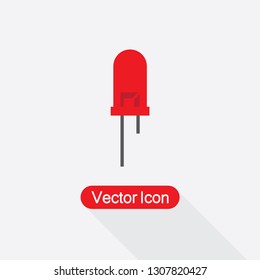 Red Led Icon,Led Icon, Diod Icon, Light Emitting Diode Icon Vector Illustration Eps10