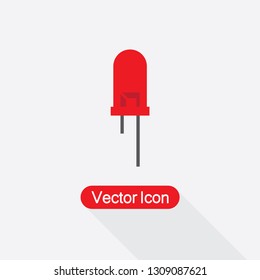 Red Led Icon,Led Icon, Diod Icon, Light Emitting Diode Icon Vector Illustration Eps10