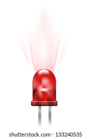 Red led isolated on white. Vector illustration.