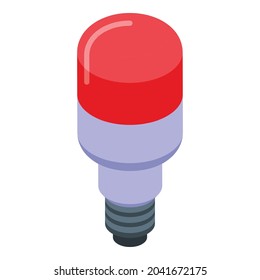 Red led light icon isometric vector. Smart bulb. Idea lamp