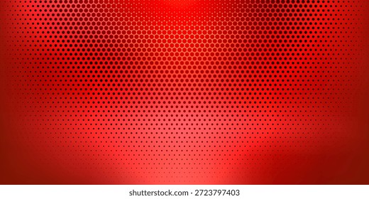 Luz vermelha do painel de LED com sobreposição de tela e efeito de placa de grade digital. Textura de palco de concerto 3D ou padrão de estúdio de televisão. Pontos de neon brilham ou pontos de meio-tom abstratos para exibições de arte tecnológica.