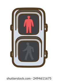 Red LED pedestrian traffic light. Vector illustration.