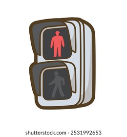 Red LED pedestrian traffic light. Vector illustration.