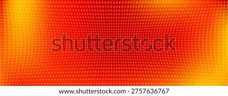 Red LED screen bg with yellow-orange vignette glow. Circle dot pixels, glitter, shimmer on panel texture. Vector grid. Stage backdrop for concert show tv display wall.