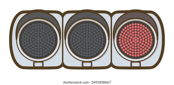 Red LED traffic light. Public property. Vector illustration.